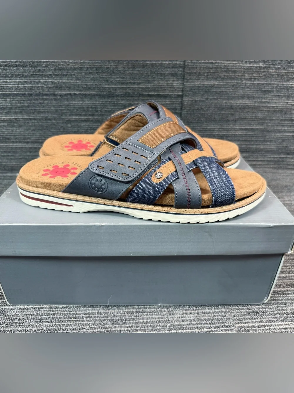 Spring Step Hazman Denim Casual  Multi-Texture Slide Sandals Men’s 44 US 10.5-1